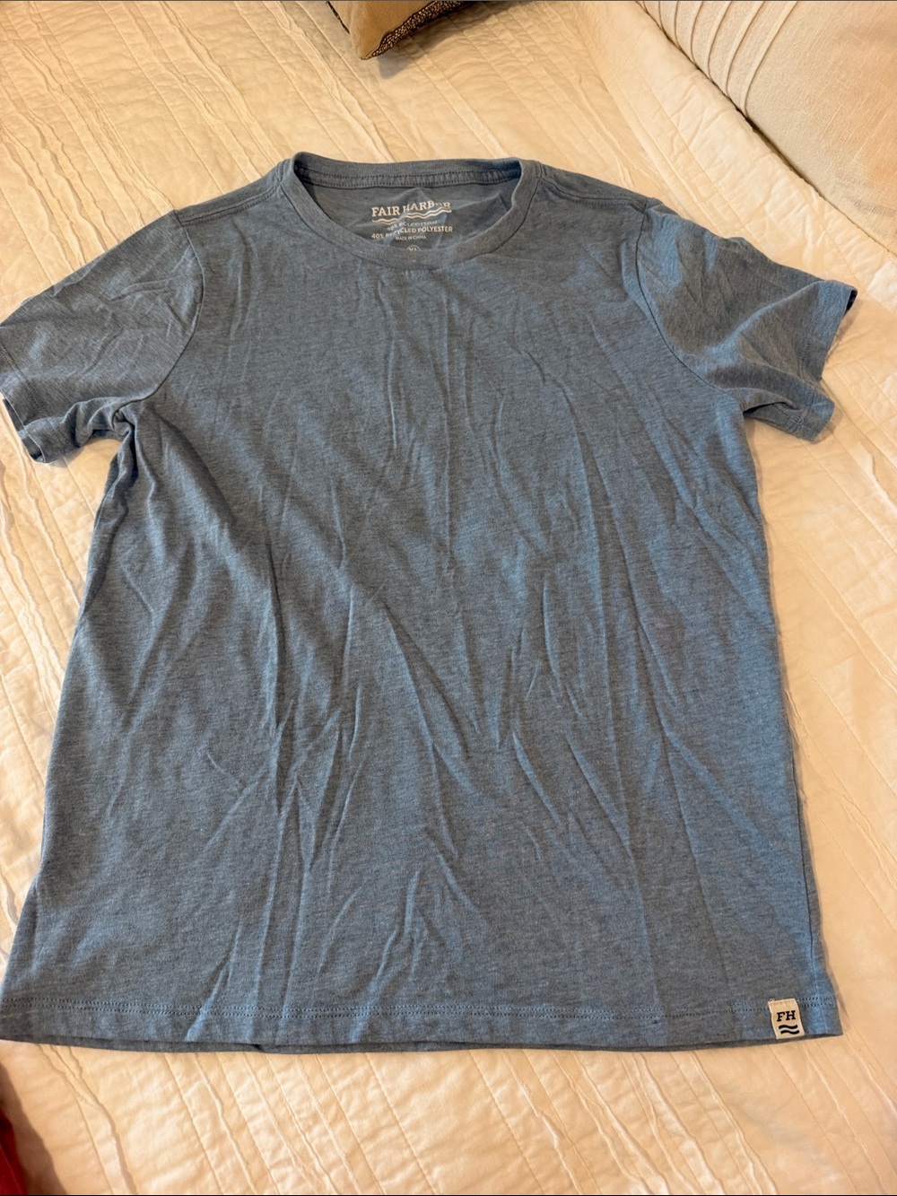 Fair Harbor Boys XL  Heather Blue Crew Tee